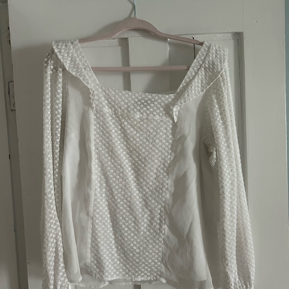 Banana Republic White Puff Sleeve Blouse with Sailor Collar